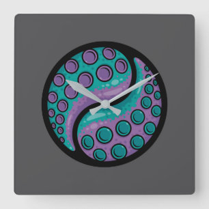 Relógio Quadrado Tentacle Yin Yang