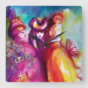 Relógio Quadrado TERCEIRA MÁSCARA / Mascarada Veneziano