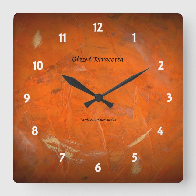 Relógio Quadrado Terracota Esmaltada (Frente)