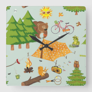 Relógio Quadrado Teste padrão de acampamento