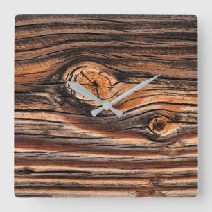 Relógio Quadrado Teste padrão de madeira da grão