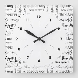 Relógio Quadrado Teste padrão preto e branco clássico de Appetit 