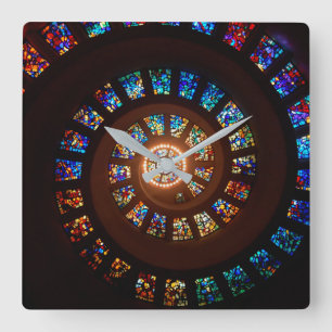 Relógio Quadrado Teste padrão preto elegante do redemoinho do