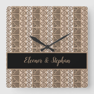 Relógio Quadrado teste padrão tirado de África mão tribal étnica