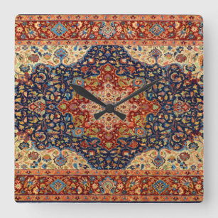 Relógio Quadrado Teste padrão turco persa oriental do tapete