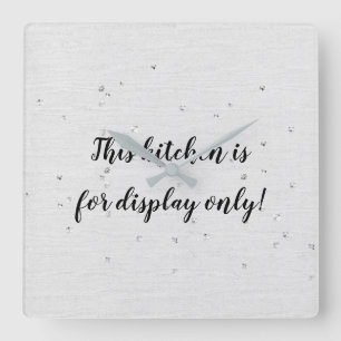 Relógio Quadrado texto cómico da cozinha com os parafusos