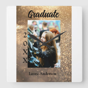 Relógio Quadrado Texto de classe de nome de adição de graduação de 