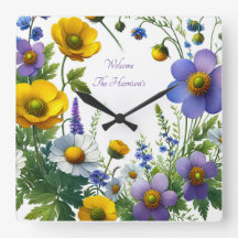 Texto personalizado das flores púrpura e amarela