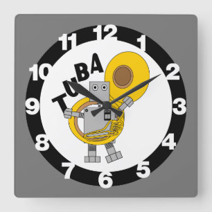 Relógio Quadrado Texto Robot Tuba