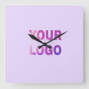 Relógio Quadrado texto simples mínimo adicione seu logotipo/design