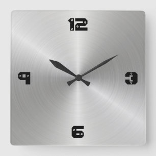 Relógio Quadrado Textura circular brilhante de metal polido