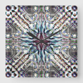 Relógio Quadrado Textura clara caleidoscópio em cores arenosas de p