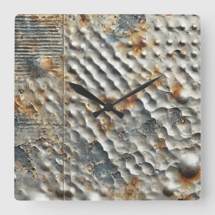 Relógio Quadrado Textura de metal industrial Sci-Fi