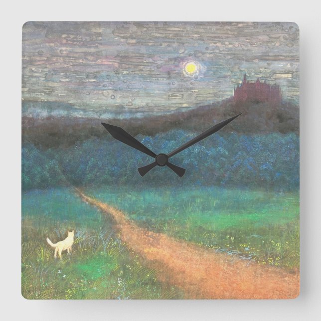 Relógio Quadrado The Cat's Midnight Journey (Frente)