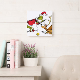 Relógio Quadrado The Grinch Prepares Max the Reindeer