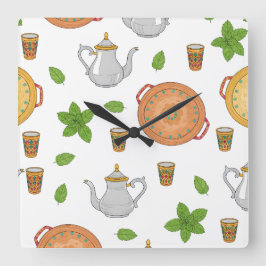 Relógio Quadrado Thé marocain & Motif tadjik