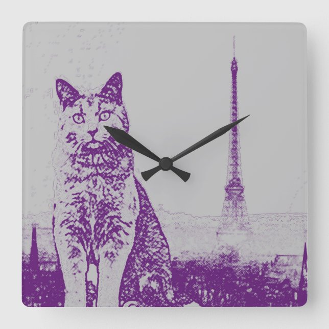 Relógio Quadrado The Paris Chartreux Cat (Frente)