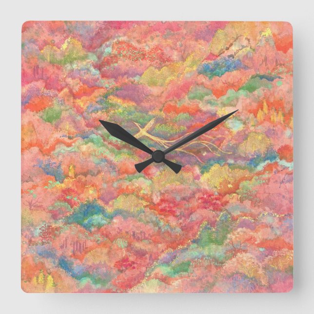 Relógio Quadrado The Phoenix's Flight (Frente)