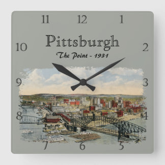 Relógio Quadrado The Pittsburgh Point 1931 Custom Square Wall Clock
