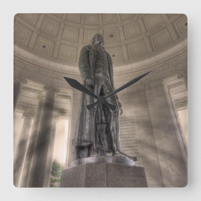 Relógio Quadrado Thomas Jefferson Memorial Bronze Estátua (Frente)