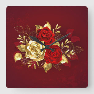 Relógio Quadrado Three Jewelry Roses