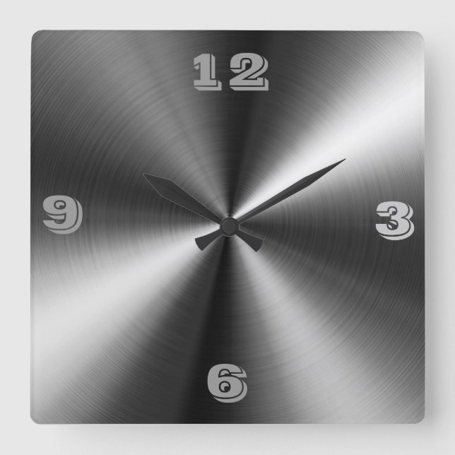 Relógio Quadrado Tic Toc Desenhado em Aço Inoxidável Moderno (Frente)
