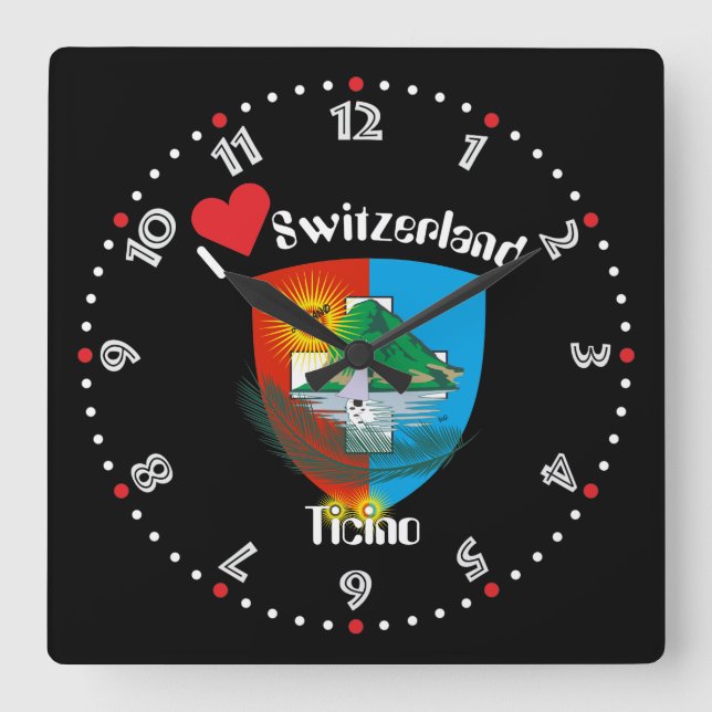 Relógio Quadrado Ticino Schweiz Suisse Svizzera Uhr (Frente)