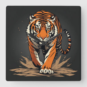 Relógio Quadrado Tigre de Carregamento Poderoso