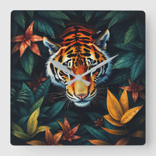 Relógio Quadrado “Tigre Meu” – Retrato Colorido de Tigre