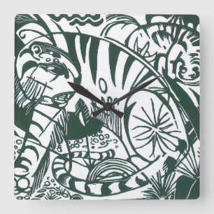 Relógio Quadrado Tigre por Franz Marc, Arte Expressionista Vintage