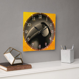 Relógio Quadrado Time and illustrated art on your wall.