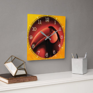 Relógio Quadrado Time and illustrated art on your wall.