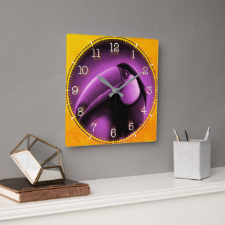 Relógio Quadrado Time and illustrated art on your wall.