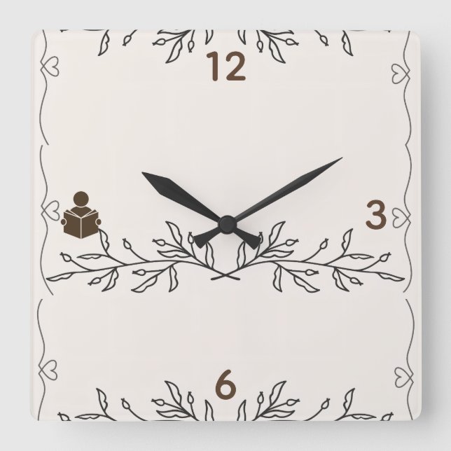 Relógio Quadrado Time Well Read – Personalized Acrylic Wall Clock (Frente)