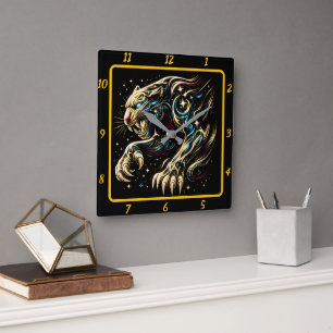 Relógio Quadrado Timekeeper de Luz Neon Panther Néon Furtivo