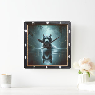 Relógio Quadrado Timepece da Floresta Mística de Tigre