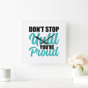Relógio Quadrado Tipografia de Hustle e Sucesso Inspiracional