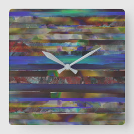 Relógio Quadrado Tiras rasas de texturas coloridas digitais