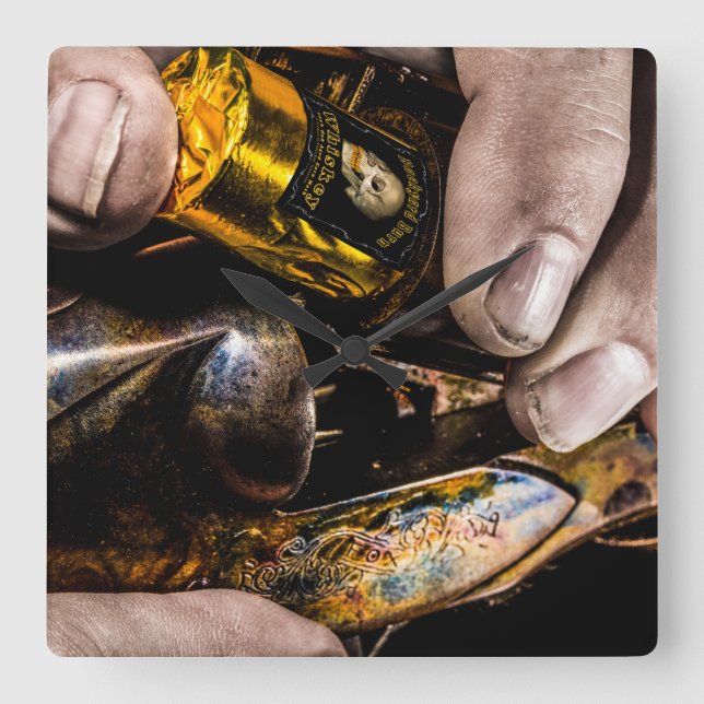 Relógio Quadrado Tiro do uísque (Frente)