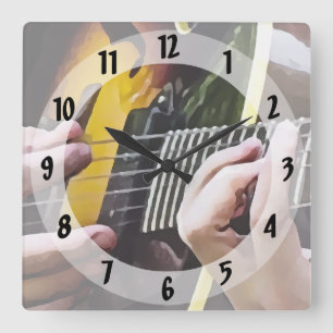 Relógio Quadrado Tocando Violão