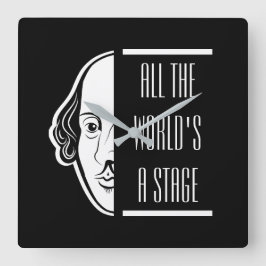 Relógio Quadrado Todo o Mundo é um Palco Citação de Shakespeare Tes