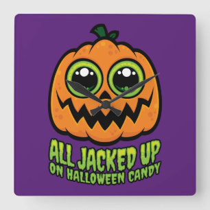 Relógio Quadrado Todos Parados no Halloween Candy Engraçado Pumpkin