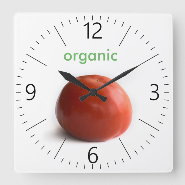 Relógio Quadrado Tomate maduro (Frente)