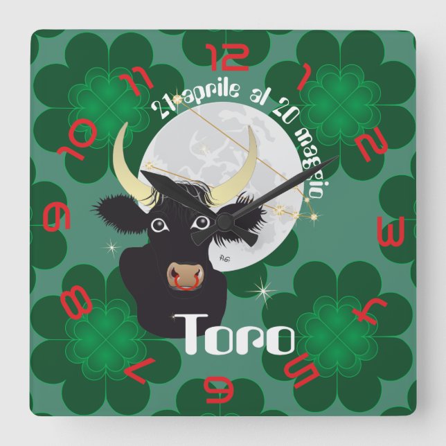 Relógio Quadrado Toro 21 al 20 Orologio Aprile maggio (Frente)