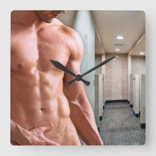 Relógio Quadrado Torso masculino musculoso sem camisa do SlipperyJo