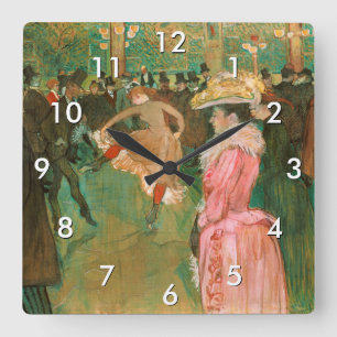 Relógio Quadrado Toulouse-Lautrec - No Rouge, A Dança