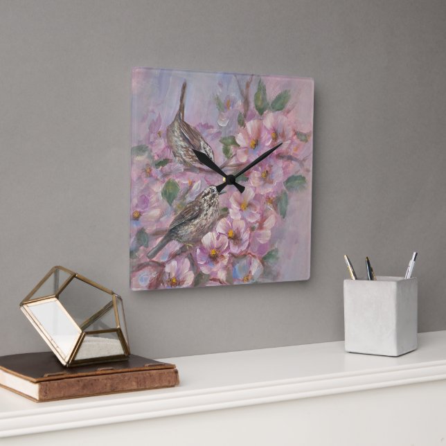 Relógio Quadrado Toutinegra-de-manto (Escritório)