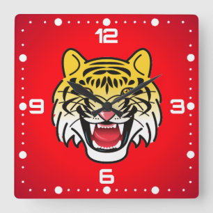 Relógio Quadrado Trabalho de arte-21876 Tigre Rindo