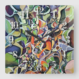 Relógio Quadrado Trabalho de arte Contemporâneo de Abstrato do cao