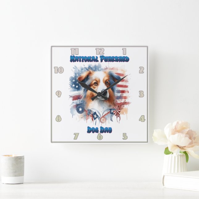 Relógio Quadrado Trabalho de arte de Celebração do Dia Nacional do  (Lar)